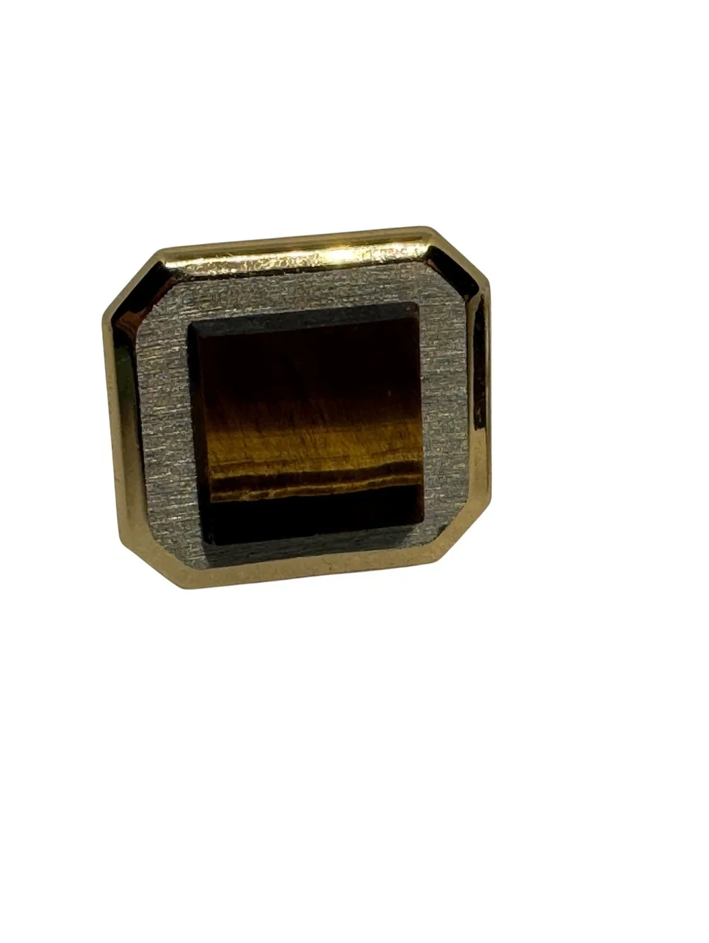 Vintage Swank Tiger Eye Cufflinks & Tie Tack Set Gold Tone Two Tone Men’s